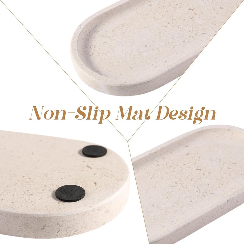 Koville Natural Marble Tray for Bathroom, Vanity Decorative Marble Trays for Countertop Organizer, Catchall Trays for Perfume, Candles, Jewelry, Stone Tray for Decor(Moca Crema Yellow) - Image 4